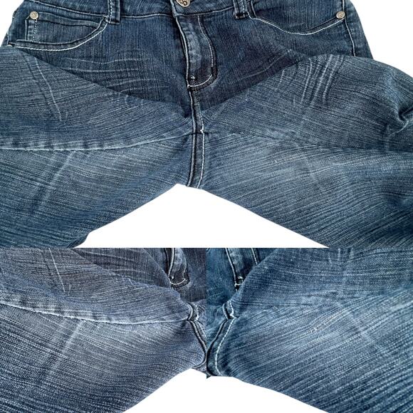 Give Me 5ive Mid Rise Denim Stretch Blue Jeans Bling Back Pocket Juniors Size 13 - Picture 7 of 14